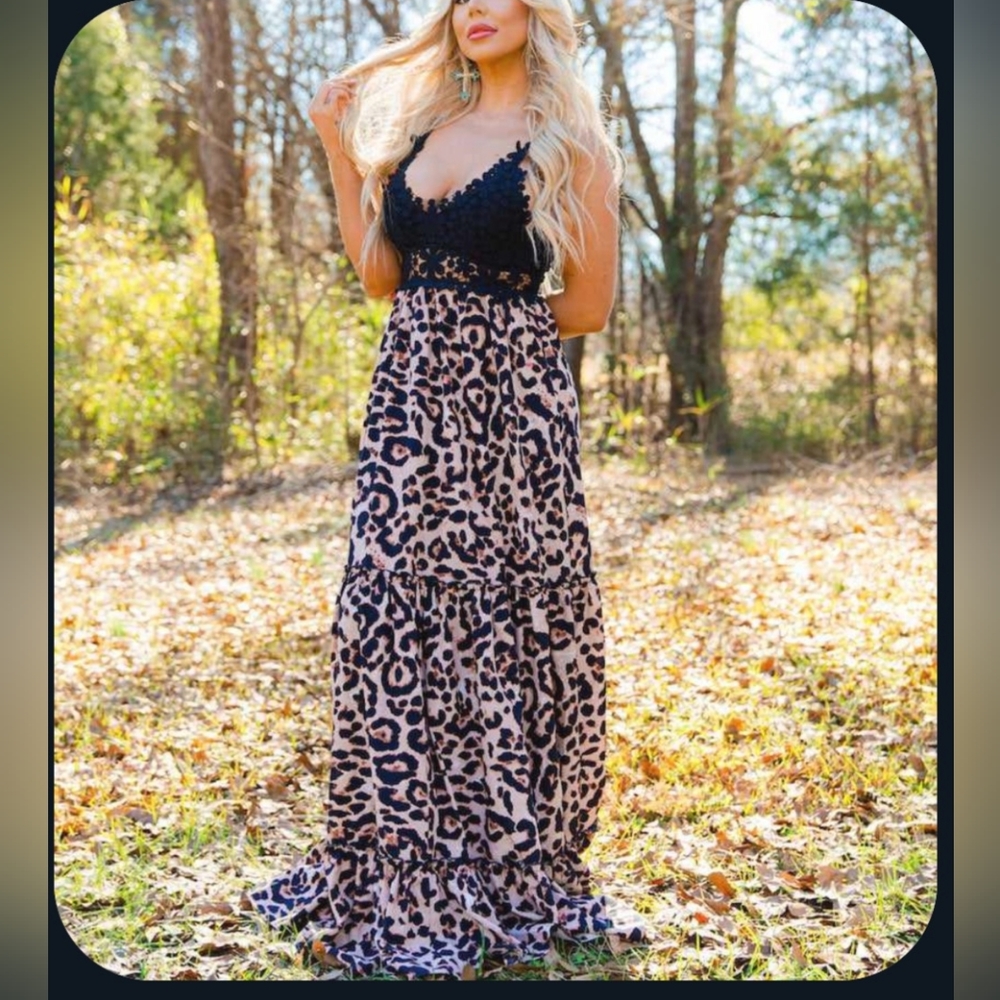 Southern Fried Chics like new leopard maxi dress